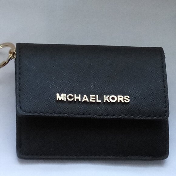 Michael Kors Small Top Zip Coin Pouch with ID Holder& Key Ring - Black - Picture 1 of 7